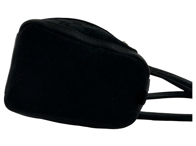 Sac à main en cuir et toile à motif logo GG GUCCI Noir - vue 6