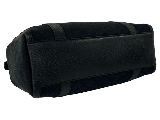 Sac à main en cuir et toile à motif logo GG GUCCI Noir - vue 7