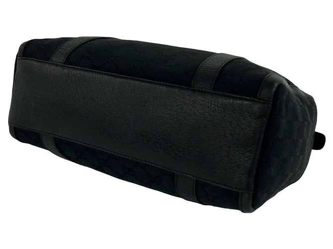 Sac à main en cuir et toile à motif logo GG GUCCI Noir - vue 8