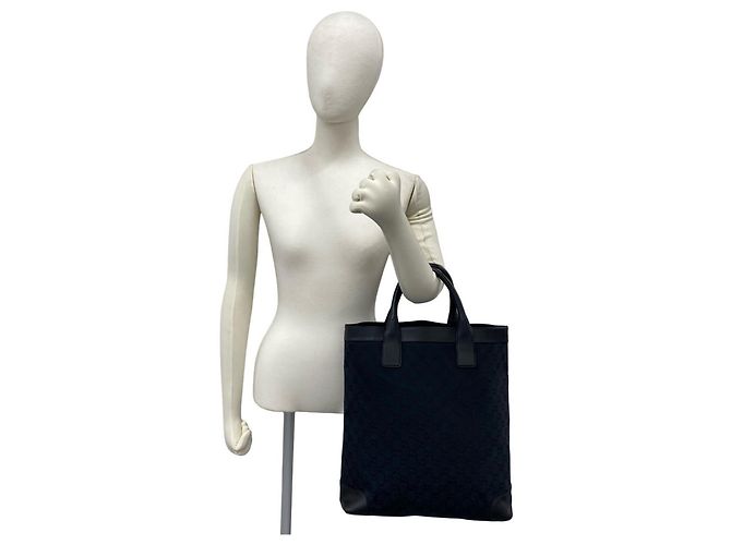 Gucci Tote Bag aus Canvas und Leder mit GG-Logo-Muster - Ansicht 2