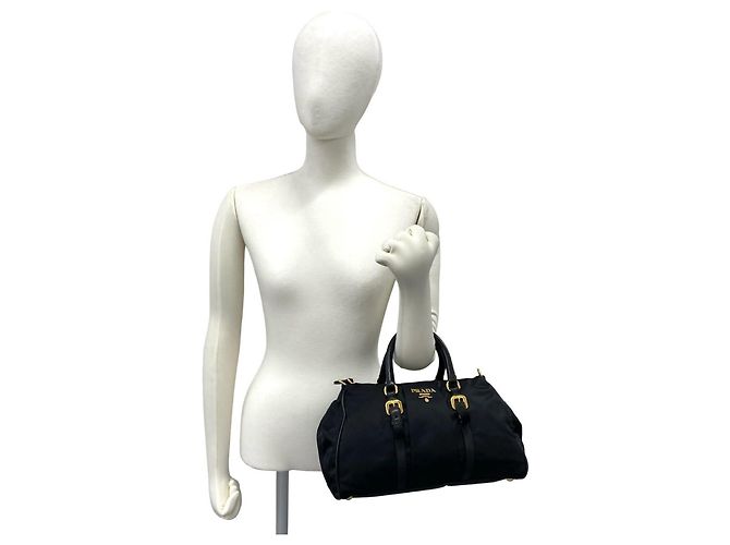 Tote Prada Schultertasche aus Tessuto-Nylon und Leder Schwarz - Ansicht 2