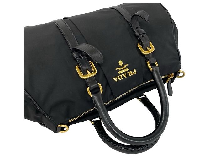 Tote Prada Schultertasche aus Tessuto-Nylon und Leder Schwarz - Ansicht 4