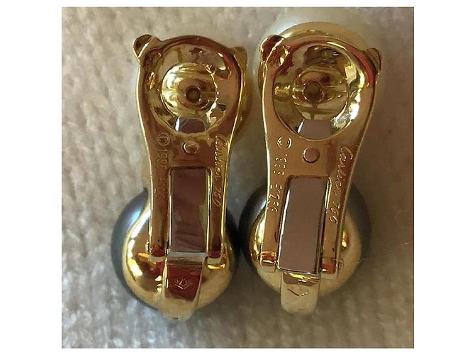 Cartier Perlen- und Diamantohrringe Weiß - Ansicht 2