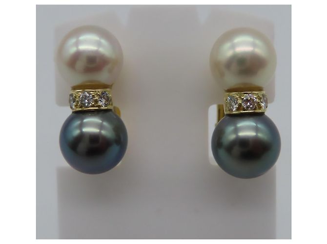 Cartier Perlen- und Diamantohrringe Weiß - Ansicht 7