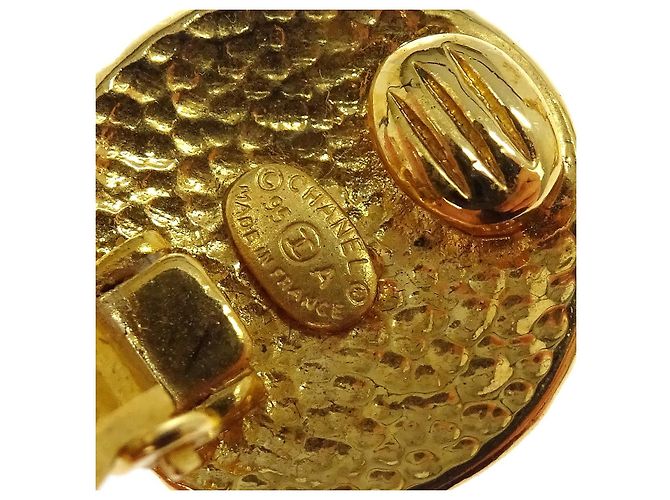 Chanel Vintage Orecchini a clip rotondi CC in metallo D'oro - vista 4