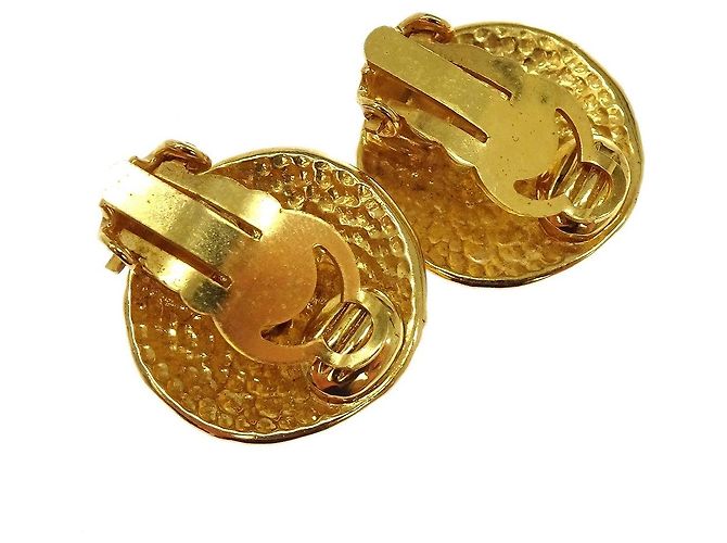 Chanel Vintage Orecchini a clip rotondi CC in metallo D'oro - vista 5