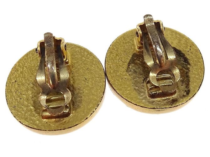 Chanel CC Round Clip-On Metal D'oro - vista 3