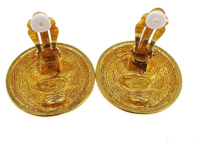 Chanel Vintage Round CC Clip-On Metal D'oro - vista 2