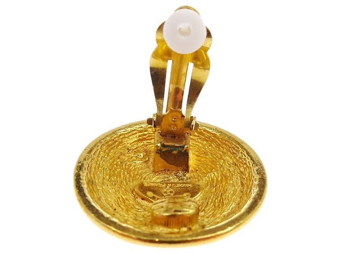 Chanel Vintage Round CC Clip-On Metal D'oro - vista 3