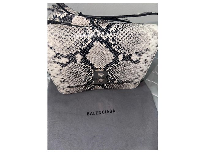 Balenciaga python leather shoulder bag Black White Grey Python print - view 2
