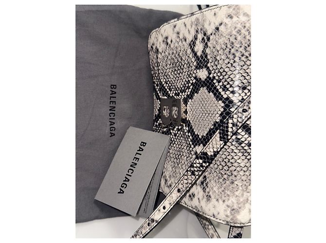 Balenciaga python leather shoulder bag Black White Grey Python print - view 8