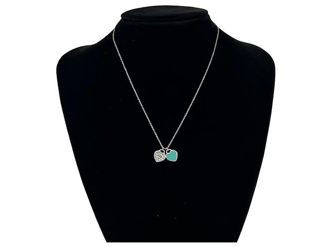 Tiffany & Co Collana Tiffany Vintage Double Heart Tag Argento - vista 2