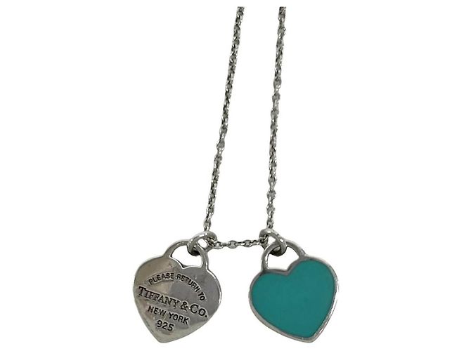 Tiffany & Co Collana Tiffany Vintage Double Heart Tag Argento - vista 4