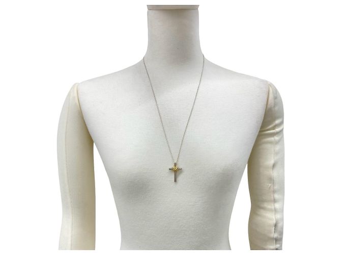 Tiffany & Co Collana Croce Tiffany Vintage Signature Argento D'oro - vista 2