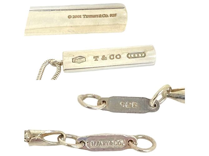 Tiffany & Co Collier Tiffany Vintage 1837 Narrow Bar Argenté - vue 3