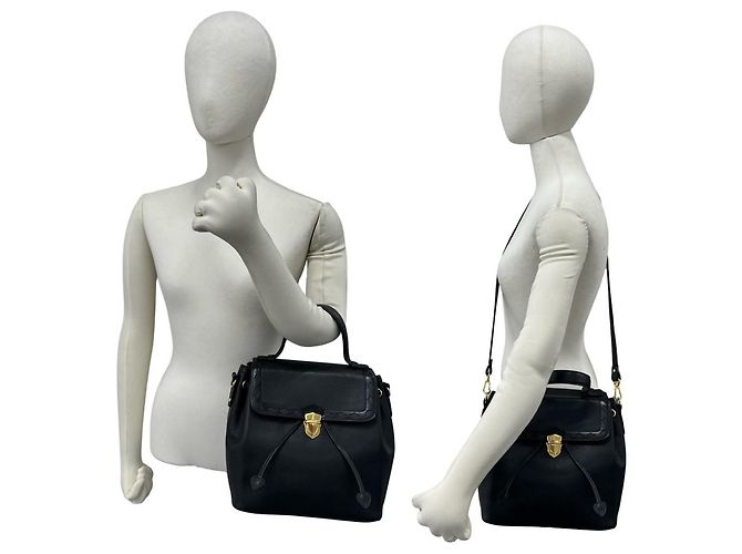 Borsa a tracolla in pelle con logo traforato Yves Saint Laurent Nero - vista 2