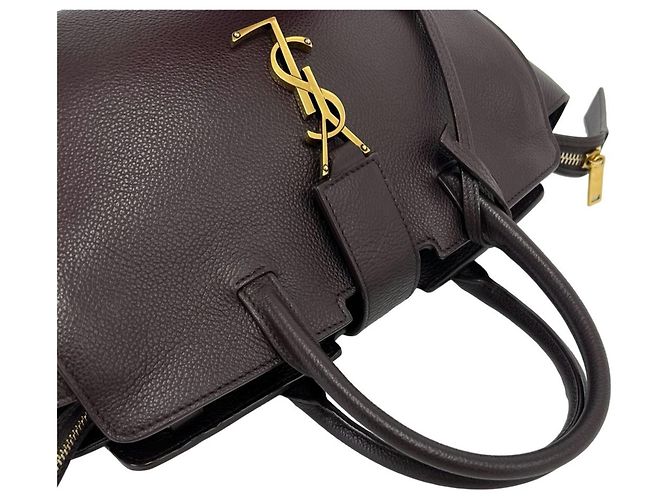 Borsa Saint Laurent Downtown Baby Cabas Marrone - vista 4