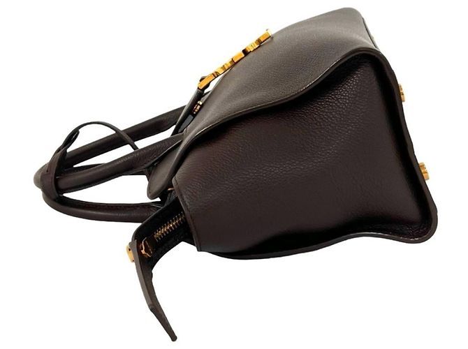 Borsa Saint Laurent Downtown Baby Cabas Marrone - vista 5