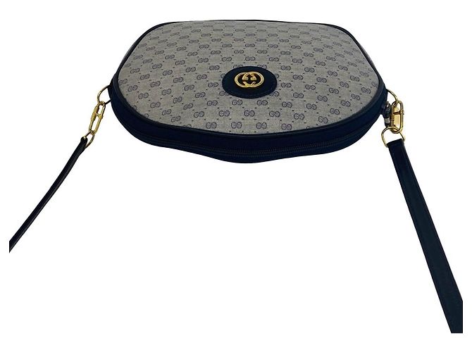 GUCCI Mini Schultertasche/Tasche aus Leder mit Micro GG Logo-Muster Marineblau - Ansicht 4