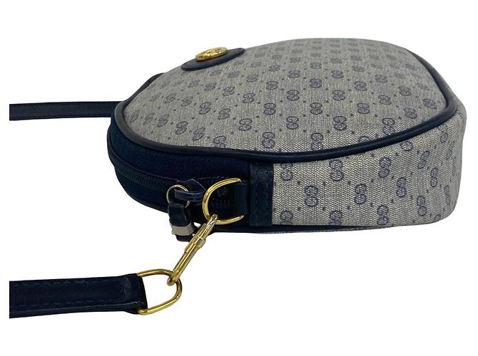 GUCCI Mini Schultertasche/Tasche aus Leder mit Micro GG Logo-Muster Marineblau - Ansicht 5