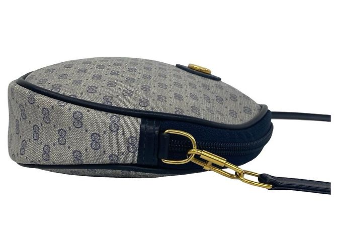 GUCCI Mini Schultertasche/Tasche aus Leder mit Micro GG Logo-Muster Marineblau - Ansicht 6