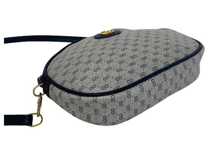 GUCCI Mini Schultertasche/Tasche aus Leder mit Micro GG Logo-Muster Marineblau - Ansicht 7