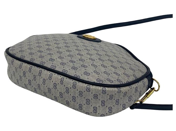 GUCCI Mini Schultertasche/Tasche aus Leder mit Micro GG Logo-Muster Marineblau - Ansicht 8