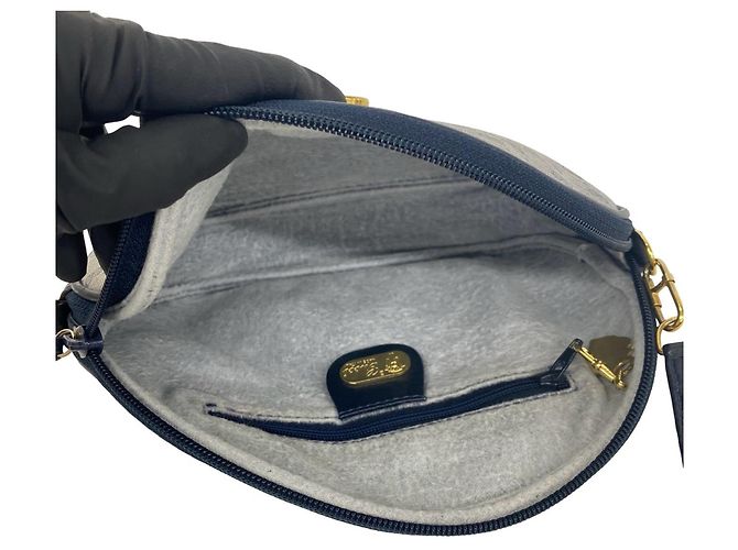 GUCCI Mini Schultertasche/Tasche aus Leder mit Micro GG Logo-Muster Marineblau - Ansicht 9