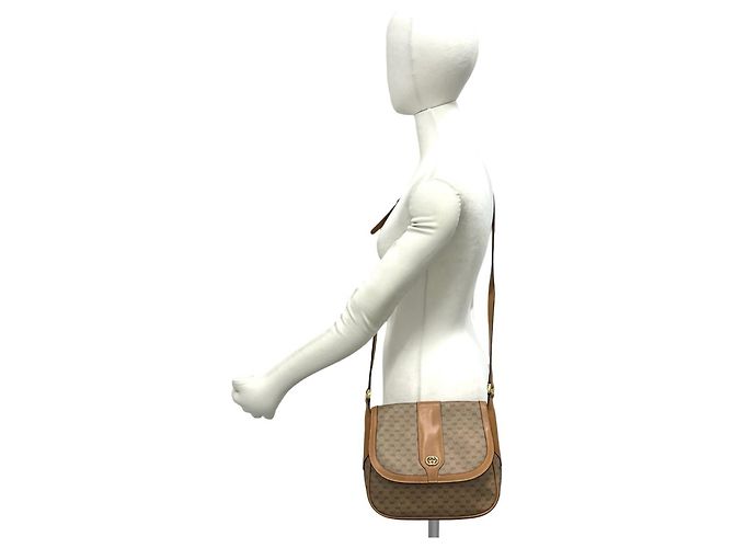 Borsa a tracolla mini Gucci in pelle marrone con motivo Micro GG Logo - vista 2