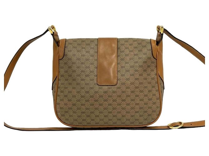 Borsa a tracolla mini Gucci in pelle marrone con motivo Micro GG Logo - vista 3