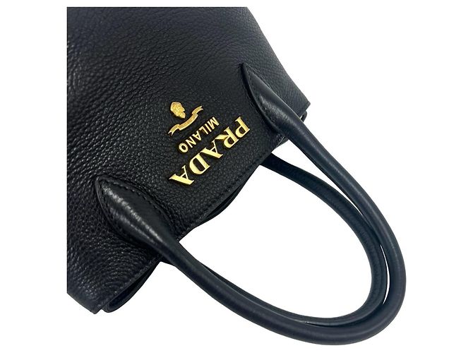 Tote Prada Logo Hardware Leder 3-Wege Schultertasche Schwarz - Ansicht 4