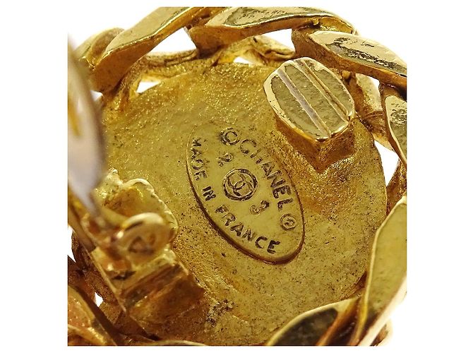 Chanel Vintage CC Round Clip-On Metal with Crystals D'oro - vista 5