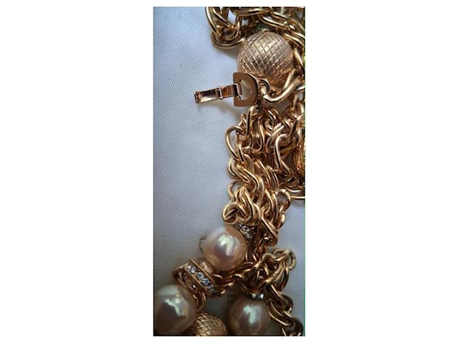 Christian Dior Collar largo de metal dorado y perlas - vista 4