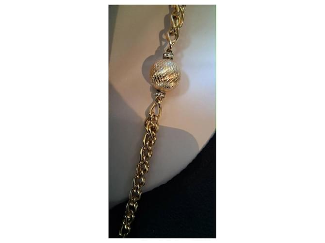Christian Dior Collar largo de metal dorado y perlas - vista 5