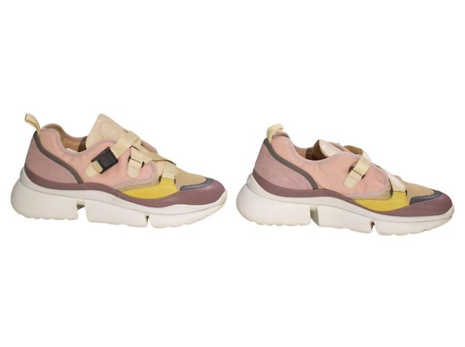 Sapatilhas baixas chunky multicoloridas CHLOÉ Sonnie EU 38 Caixa Marrom Rosa Bege Amarelo - vista 6