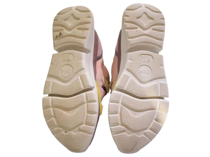 Sapatilhas baixas chunky multicoloridas CHLOÉ Sonnie EU 38 Caixa Marrom Rosa Bege Amarelo - vista 9