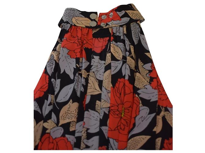 Mono Halter de Seda Diane von Furstenberg DVF para Mujer 4 Rojo Floral Pata Ancha Negro Roja Beige - vista 11