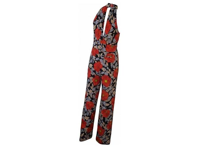 Mono Halter de Seda Diane von Furstenberg DVF para Mujer 4 Rojo Floral Pata Ancha Negro Roja Beige - vista 14