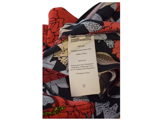 Mono Halter de Seda Diane von Furstenberg DVF para Mujer 4 Rojo Floral Pata Ancha Negro Roja Beige - vista 4