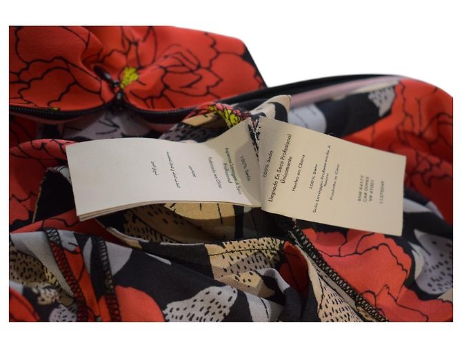 Mono Halter de Seda Diane von Furstenberg DVF para Mujer 4 Rojo Floral Pata Ancha Negro Roja Beige - vista 5
