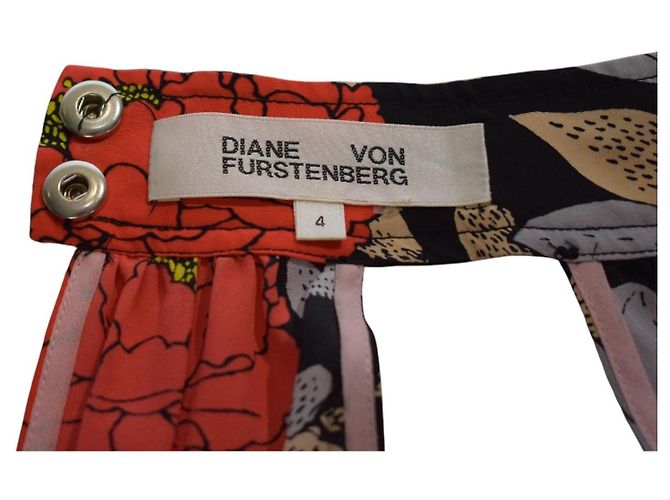 Mono Halter de Seda Diane von Furstenberg DVF para Mujer 4 Rojo Floral Pata Ancha Negro Roja Beige - vista 7