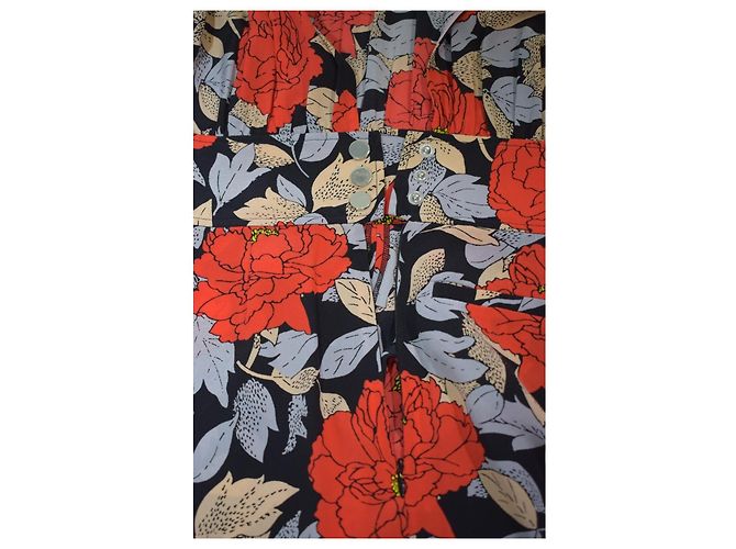 Mono Halter de Seda Diane von Furstenberg DVF para Mujer 4 Rojo Floral Pata Ancha Negro Roja Beige - vista 8