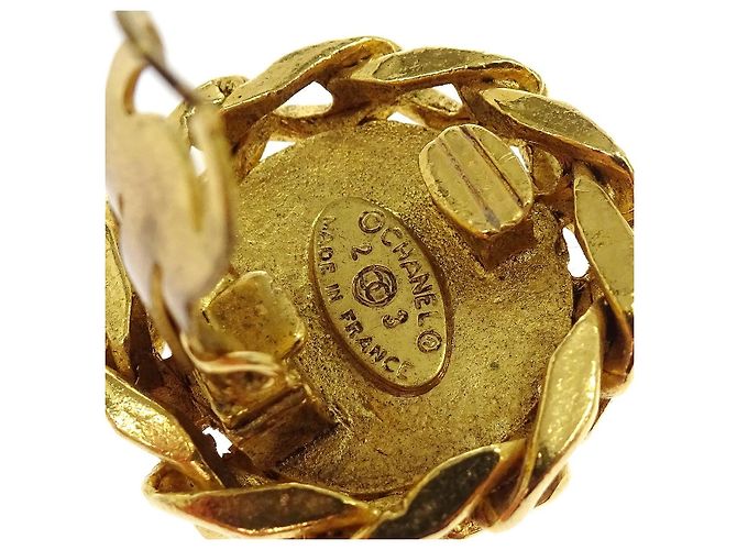 Chanel Vintage CC Round Clip-On Metal with Crystals D'oro - vista 4