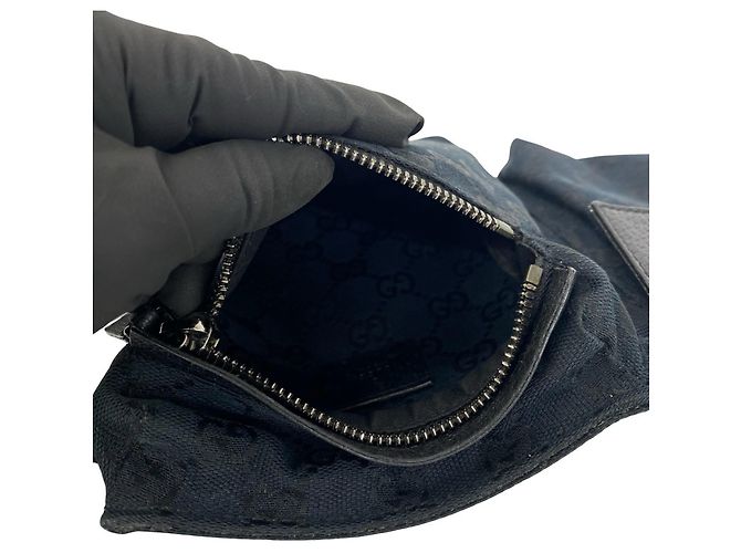 Bolsa Gucci em lona com padrão GG e couro Preto - vista 10