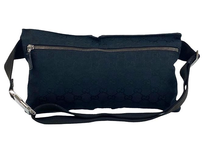 Bolsa Gucci em lona com padrão GG e couro Preto - vista 3