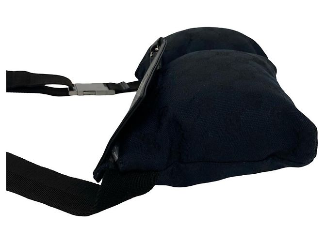 Bolsa Gucci em lona com padrão GG e couro Preto - vista 5