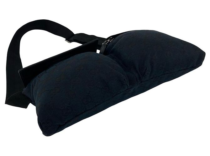 Bolsa Gucci em lona com padrão GG e couro Preto - vista 7