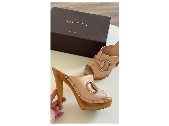 Zoccoli Gucci Horsebit Beige - vista 12