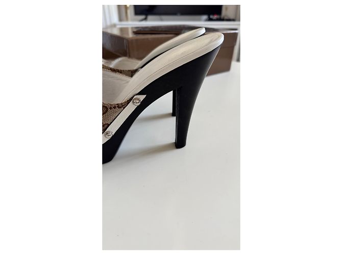 Gucci Monogram Horsebit Platform Mules Brown White - view 9