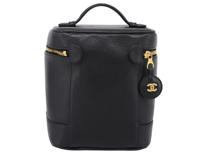 Beauty case Chanel Vintage Timeless Caviar Tall Nero - vista 2